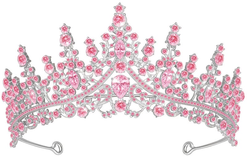 Queenship Tiara Crown for Women, Queen Tiara for Birthday Prom Bridal Party Custome Pink - Image 1